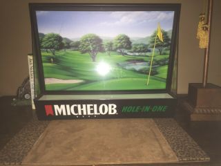 Vintage Michelob Hole In One Golf Lighted Sign.  Ball Moves Across The Screen