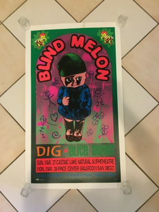 Vintage Blind Melon / Alice Donut / Dig Taz Silk Screened Concert Poster