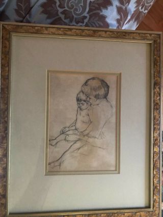 Vtg Mary Cassatt Mother And Child,  Pencil? Print? Dry Point?