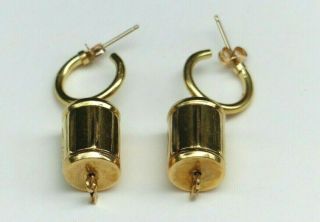 Uc U.  C 750 Xix 18k Yellow Gold Barrel Drum Dangle Earrings 11 Grams Vintage Rare