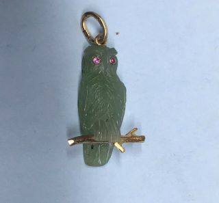 Vintage Antique Russian Hand Carved Pendant Owl