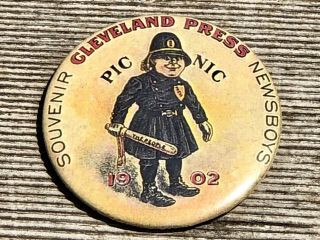 Vintage Advertising Pocket Mirror—cleveland Press Newsboys 1902 Picnic Souvenir