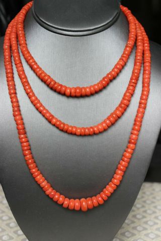 118gr Antique Red Coral Necklace Natural Undyed Coral Beads