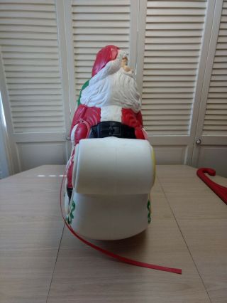 Christmas Santa Claus Sleigh W/ 2 Reindeer Blow Mold - Grand Venture - VTG - 27 ' X32 