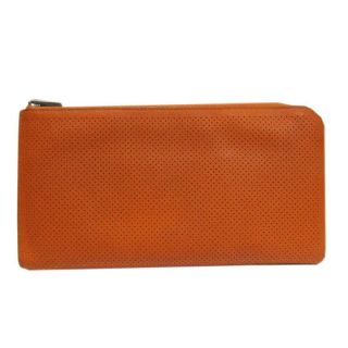 Hermes Remix Combine L - Shaped Zipper Long Wallet Purse Leather Orange Vintage