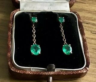 Stunning Antique Art Deco 9ct Gold & Emerald Two Way Dropper/stud Earrings