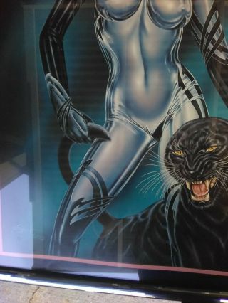 Vintage 1980 ' s Art Wave Erotic Silver Woman with Stalwart Panther - 1983 6