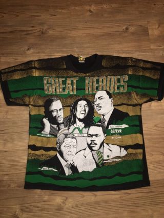 Vintage Kacy World Colors Great Heroes T Shirt Size Xl Rap T Tupac Bob Marley