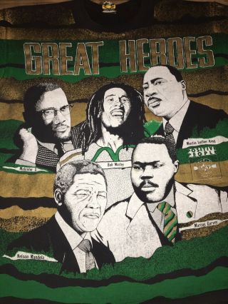 Vintage Kacy World Colors Great Heroes T Shirt Size XL Rap T Tupac Bob Marley 2