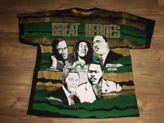 Vintage Kacy World Colors Great Heroes T Shirt Size XL Rap T Tupac Bob Marley 3
