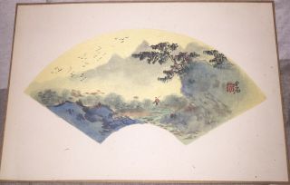 Rare Antique Chinese Fan Painting on Silk Fantastic Country Landscape 2