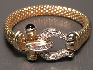 Vintage Ross - Simon 14k Gold Popcorn Chain Bracelet W/sapphire & Diamond Clasp