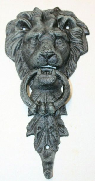 Cast Iron Rustic Lion Door Knocker Vintage Antique Style Lions Head Front