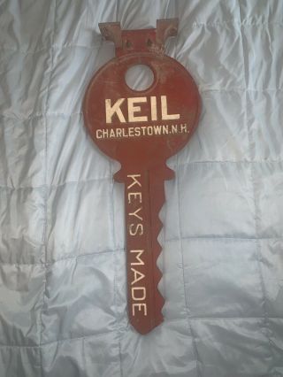 Vintage Advertising Keil Keys Double Sided Aluminum Trade Sign 1950s