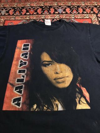 Vintage Aaliyah 90s 2000s T Shirt Rap Tee Rare Double Sided Xl