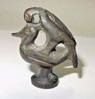 Ancient Bronze Hawk On Duck Figural Seal - Western Asia - Ca 2nd Millennium Ad