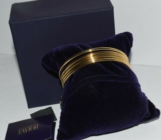 Elizabeth Taylor Ancient Coin Gold Tone Bangle Bracelets Box Set of 5 4