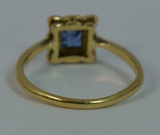 Art Deco Ceylon Sapphire & Diamond 18ct Gold and Platinum Cluster Ring d0348 7