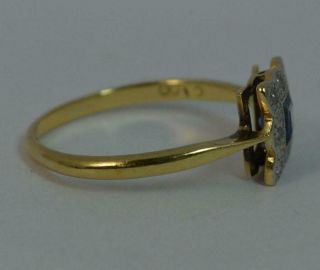 Art Deco Ceylon Sapphire & Diamond 18ct Gold and Platinum Cluster Ring d0348 8