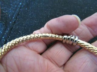 Peter Brams 14K Y/ Gold Textured Cuff Bangle Bracelet 22.  5 Grams Fluted End Caps 4