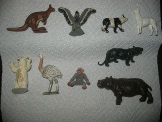 9 Timpo England Circa 1968/69 Zoo Animal Plastic Play Set Figures
