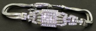 Antique Platinum Elegant 2.  18ctw Vs/f - G Diamond Cluster Center Link Bracelet