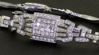 Antique Platinum elegant 2.  18CTW VS/F - G diamond cluster center link bracelet 2
