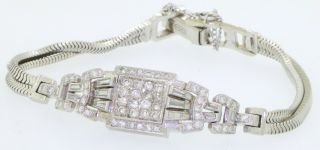 Antique Platinum elegant 2.  18CTW VS/F - G diamond cluster center link bracelet 3