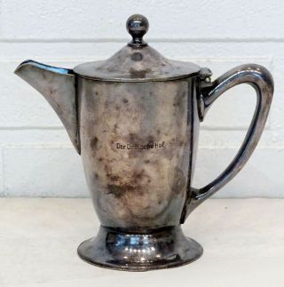 Rare Ww2 Vintage Der Deutsche Hof Nuremberg Hotel Silver Plate Teapot / Hitler