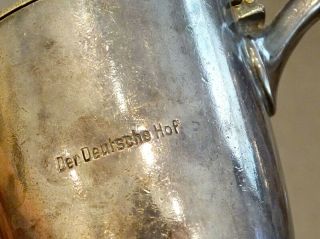 RARE WW2 Vintage DER DEUTSCHE HOF Nuremberg Hotel SILVER PLATE TEAPOT / Hitler 2