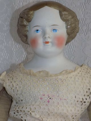 Large Antique German Parian Doll Unusual Hair Color Face