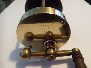 Rare Antique A.  Clerk & Co.  N.  Y.  Brass Ball No.  5 Fishing Reel Andrew
