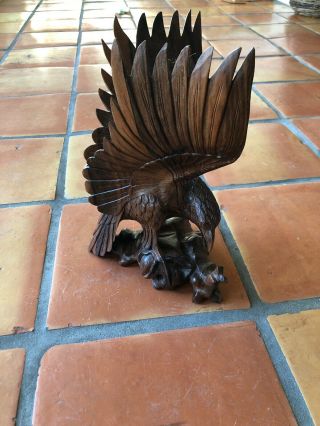 Antique Wood Carving Sculpture Bird