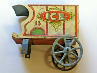 Vintage Rare Ice Delivery Horse & Buggy Trailer Tin Litho Trailer Only