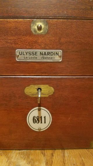 Old Ulysse Nardin 6811 Le Locle Suisse Ships chronometer in case, 12