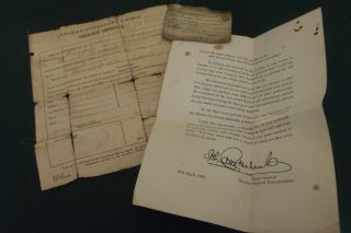 Three Ww I Cef Documents Discharge Letter Of Commendation & Issue Of Service Pin