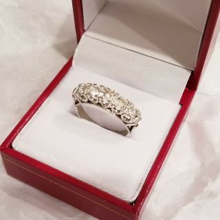 18k Gold Old Mine Cut Diamond 5 Stone Art Deco Wedding Band Ring Vs1/g