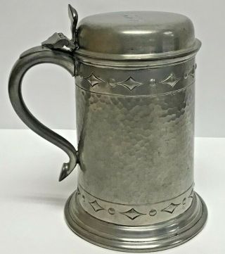 Antique Bell Brand English Leadless Pewter Stein Tankard