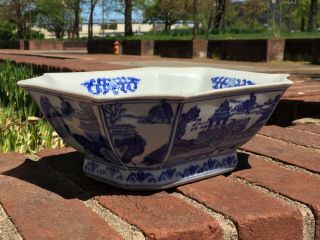 Antique Chinese Blue and White Porcelain Bowl with Writing - Kangxi Period 2