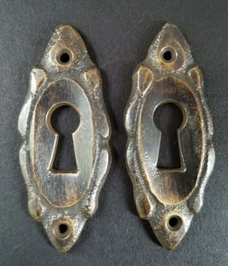2 Vintage Antique French Eschutcheons Key Hole Covers 2 " Jewelry Part E4