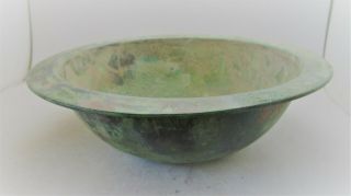 Ancient Roman Bronze Bowl 100 - 300ad.  European.  Large & Impressive Patina