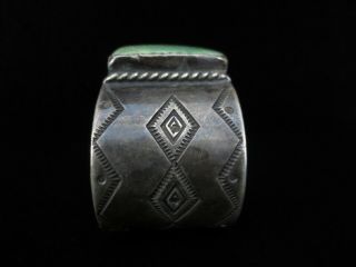 Antique Navajo Bracelet - Large & Heavy Silver and Stennich Turquoise 3