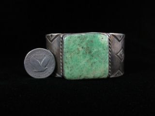 Antique Navajo Bracelet - Large & Heavy Silver and Stennich Turquoise 5