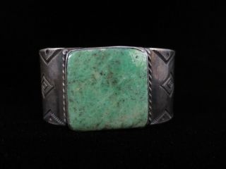 Antique Navajo Bracelet - Large & Heavy Silver and Stennich Turquoise 8