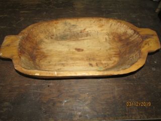 Vintage Antique Hand Carved Wood Wooden Dough Bowl 25 Inches By 12 Inches