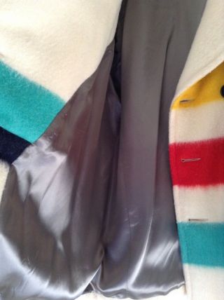 Vintage Hudson Bay 4 Point Men ' s Blanket Coat 100 Wool made in England Stripe 8