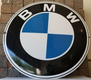 OLD VINTAGE BMW PORCELAIN GERMAN GAS AUTOMOBILE SERVICE STATION DEALERSHIP SIGN 2