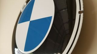 OLD VINTAGE BMW PORCELAIN GERMAN GAS AUTOMOBILE SERVICE STATION DEALERSHIP SIGN 4