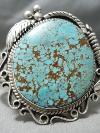 Opulent Huge Vintage Navajo 8 Turquoise Sterling Silver Bracelet Old