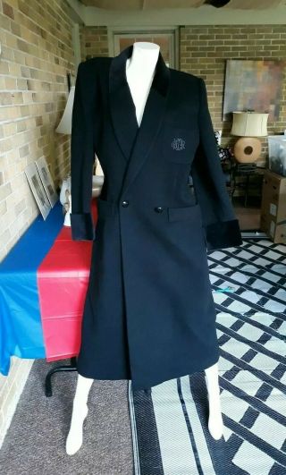 Vintage Christian Dior Luxury Dress Trench Coat Black Velvet Trim Woman 